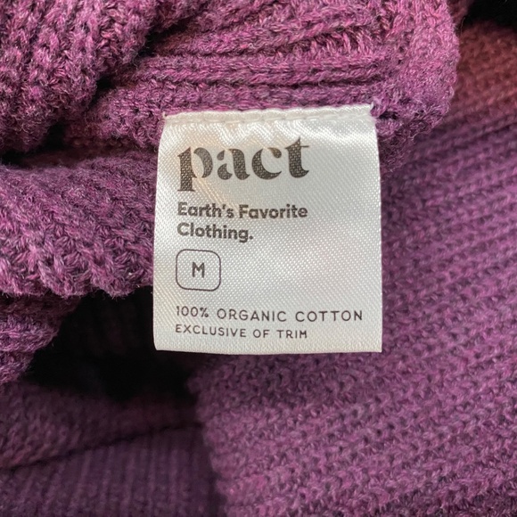 Pact Size M Women's Organic Cotton Sweater Purple Funnel Neck Wide Sleeve - Picture 6 of 9